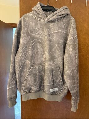 Women's Grey Patterned Hooded Pullover Sweatshirt